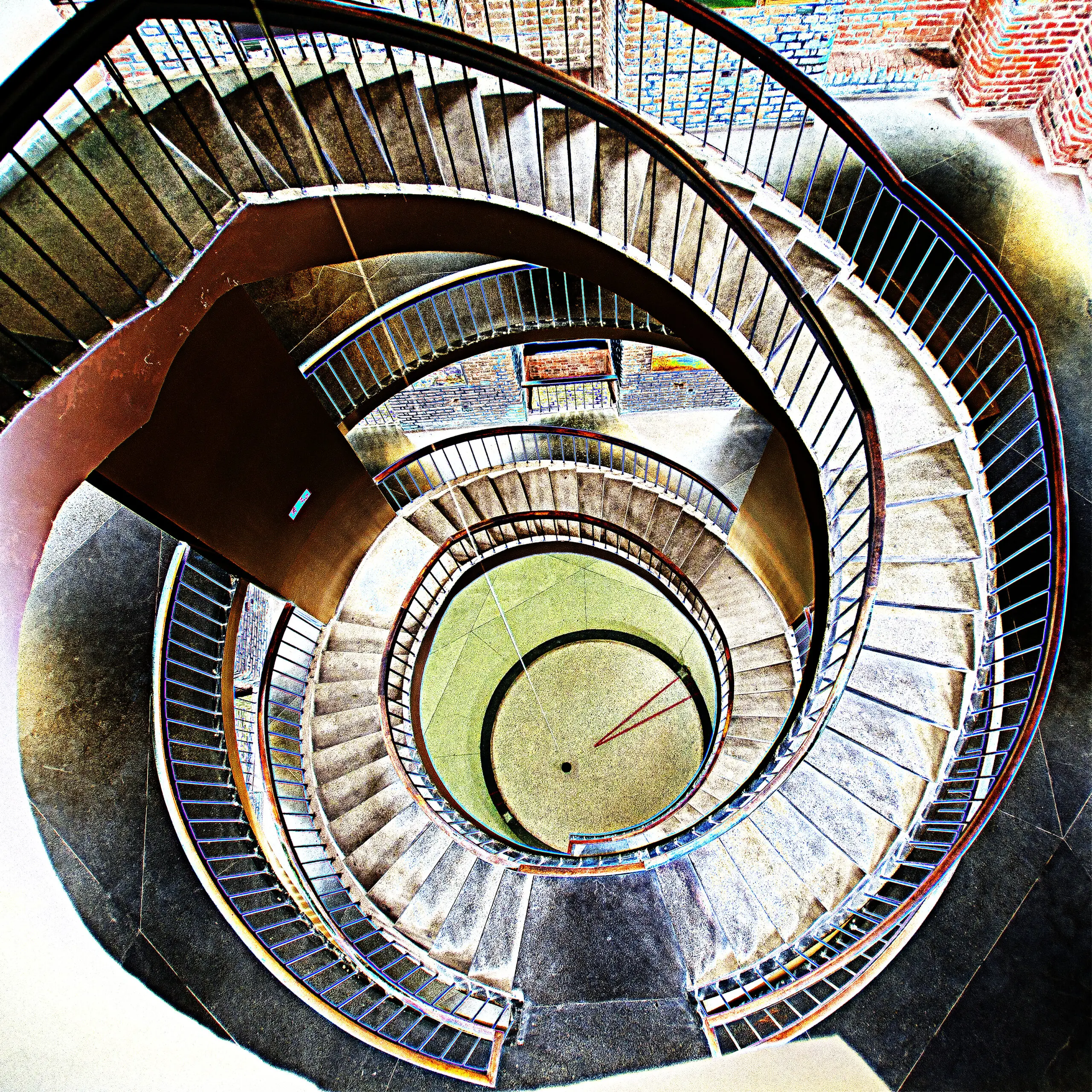 Wandbild (1643) Wendeltreppe präsentiert: Stillleben,Architektur,Detailaufnahmen,Retro