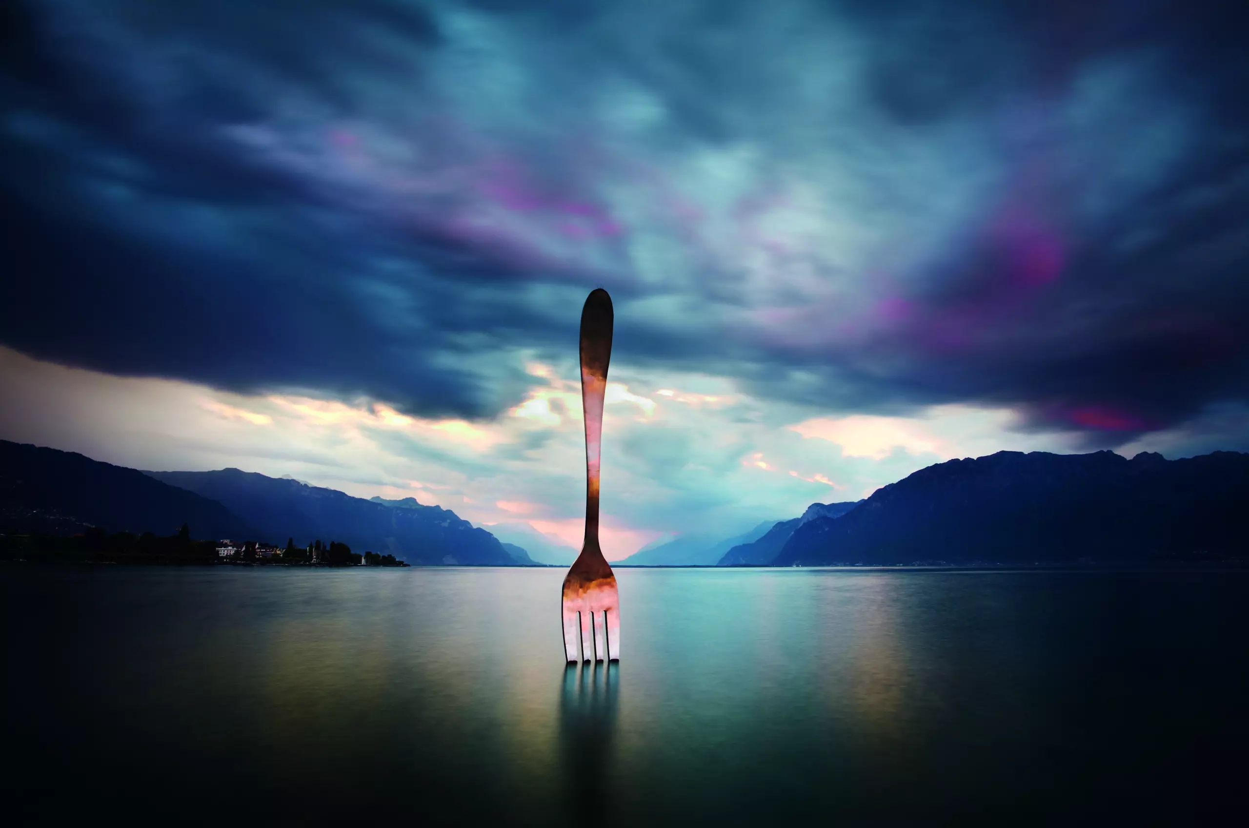 Wandbild (4845) Richard Taylor – The Fork präsentiert: Wasser,Kreatives,Natur,Landschaften,Berge,Gew&auml;sser,Seen,Wasserspiegelungen,Sonstiges Kreatives