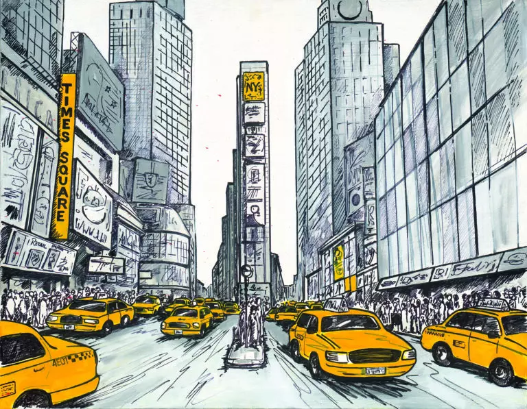  (4993) New York, Times Square präsentiert: Architektur, Auto, Häuser, Kreatives, Menschen, Menschengruppen, Sehenswürdigkeiten, Skylines, Sonstige Architektur, Technik