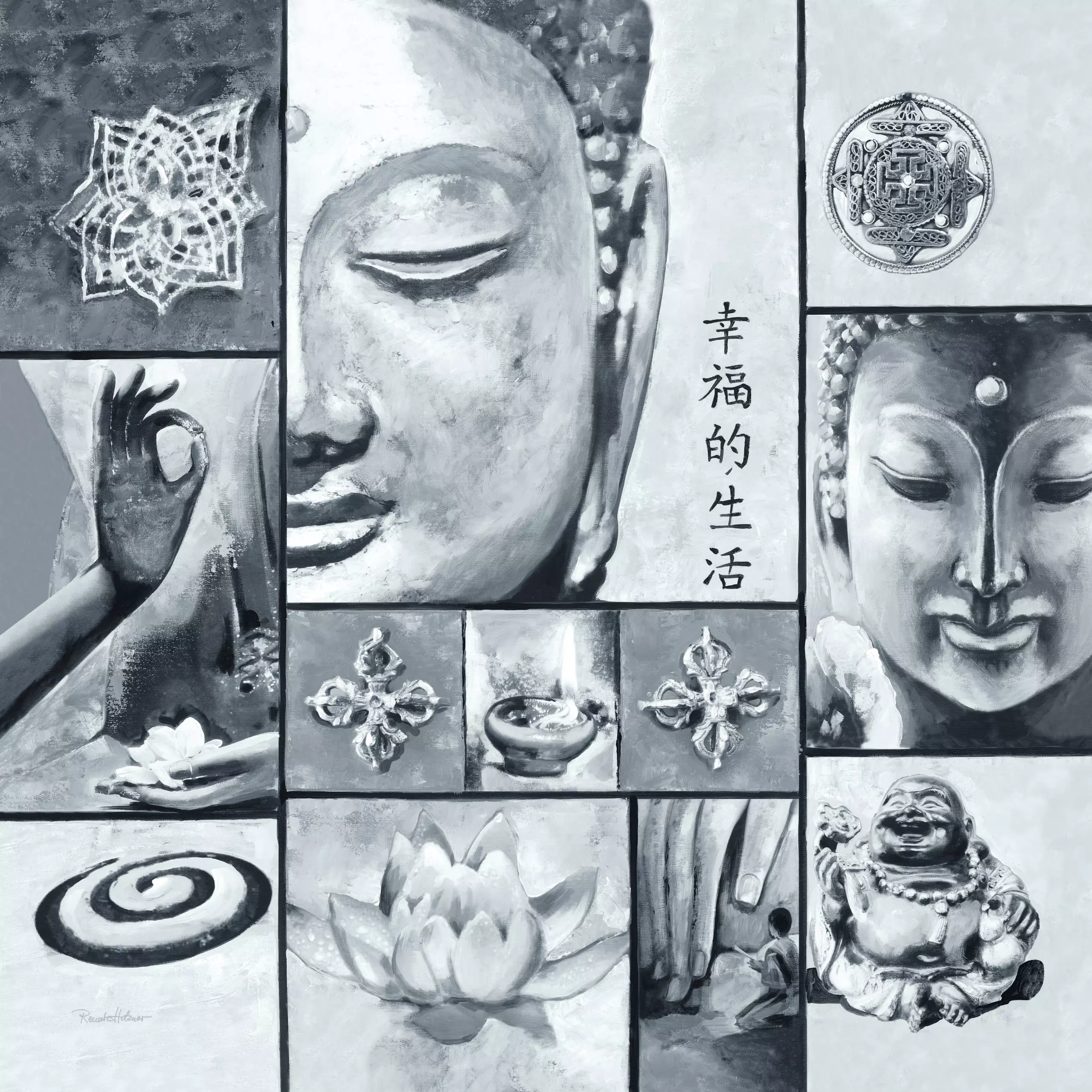 Wandbild (5539) Happy Life präsentiert: Abstrakt,Kreatives,Zen & Wellness,Pflanzen