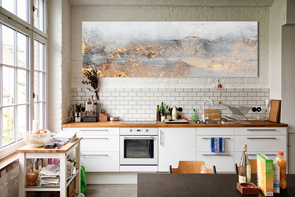 Sunny white European kitchen