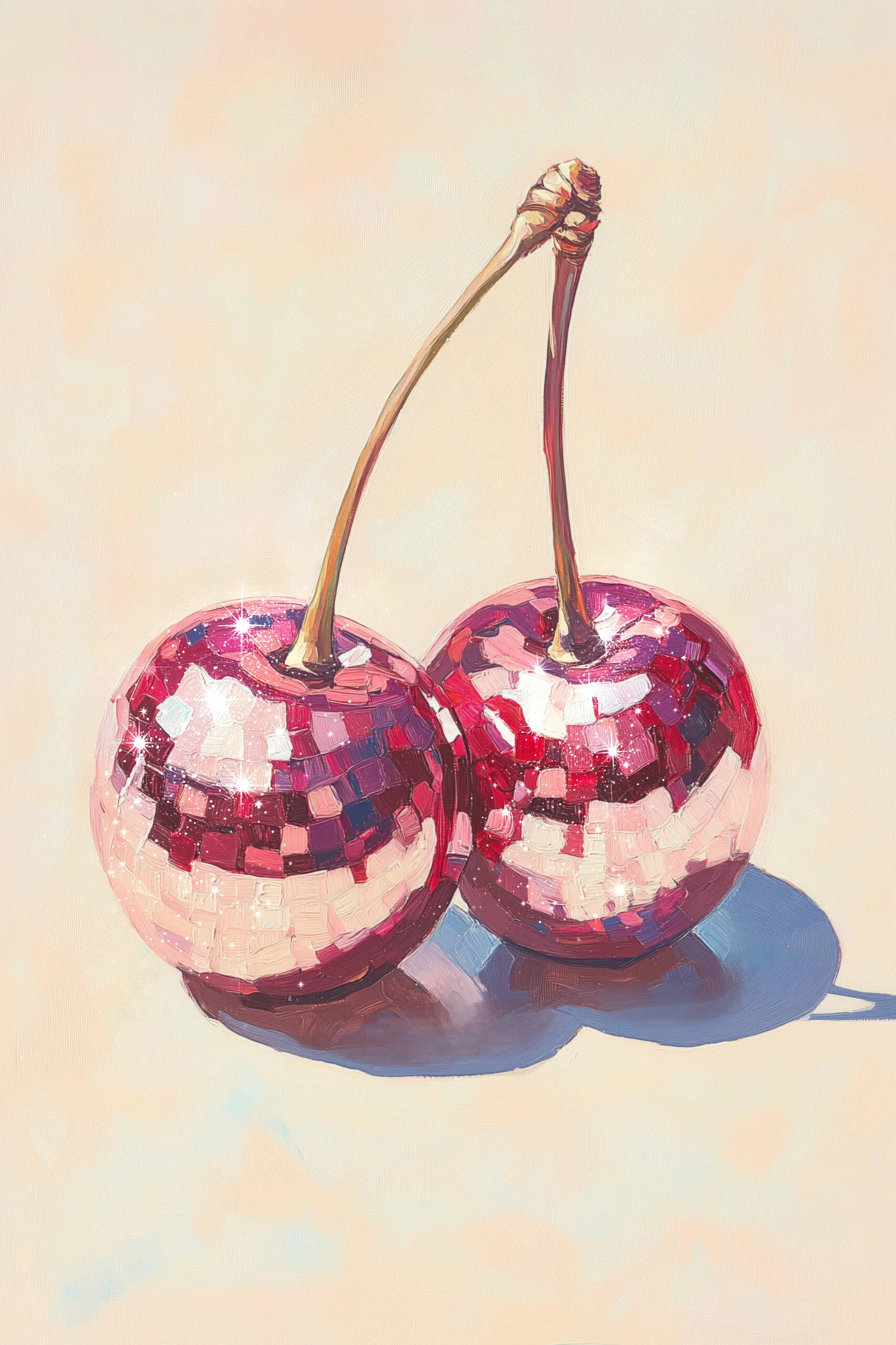 Wandbild (28362) Disco Cherries by Melloi Art prints präsentiert: Stillleben,Kreatives,Essen und Getränke,Humor