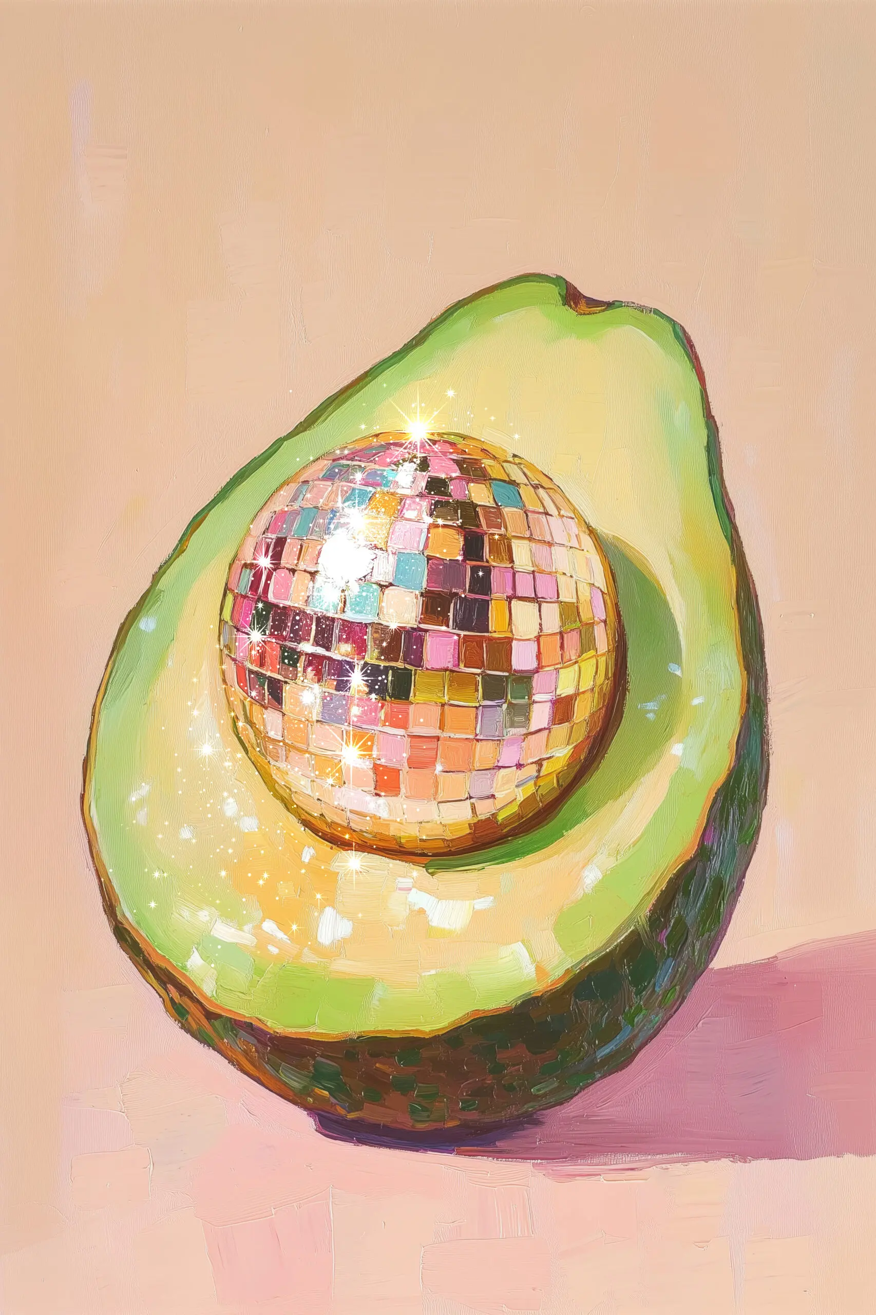 Wandbild (28364) Disco Avocado Delight by Melloi Art prints präsentiert: Stillleben,Kreatives,Essen und Getränke,Retro,Humor