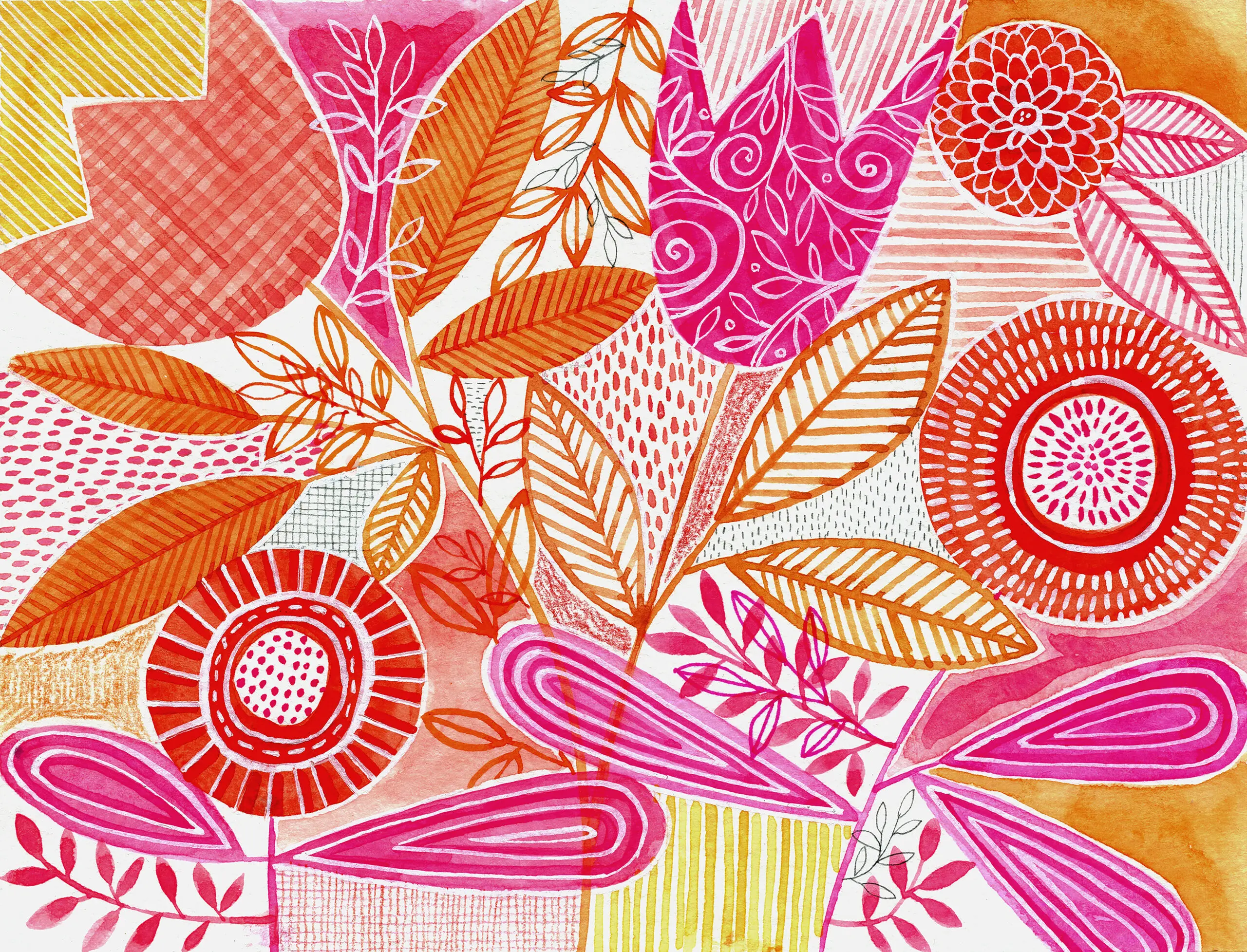 Wandbild (28507) Layered Botanical Watercolour No.3 by Susan Black präsentiert: Kreatives,Natur,Blätter,Blumen und Blüten,Sonstiges Kreatives
