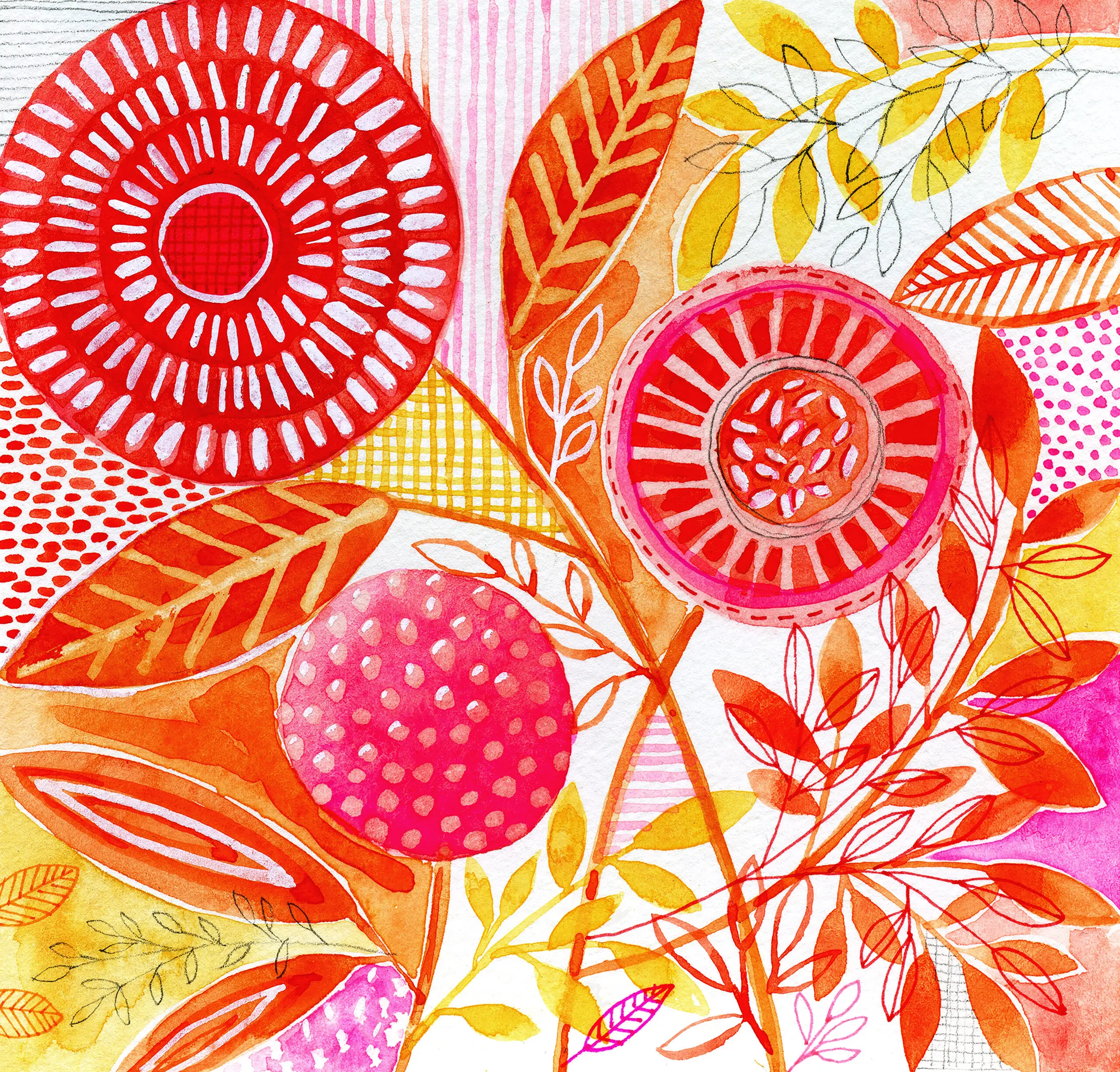 Wandbild (28509) Layered Botanical Watercolour No.9 by Susan Black präsentiert: Kreatives,Natur,Blätter,Blumen und Blüten