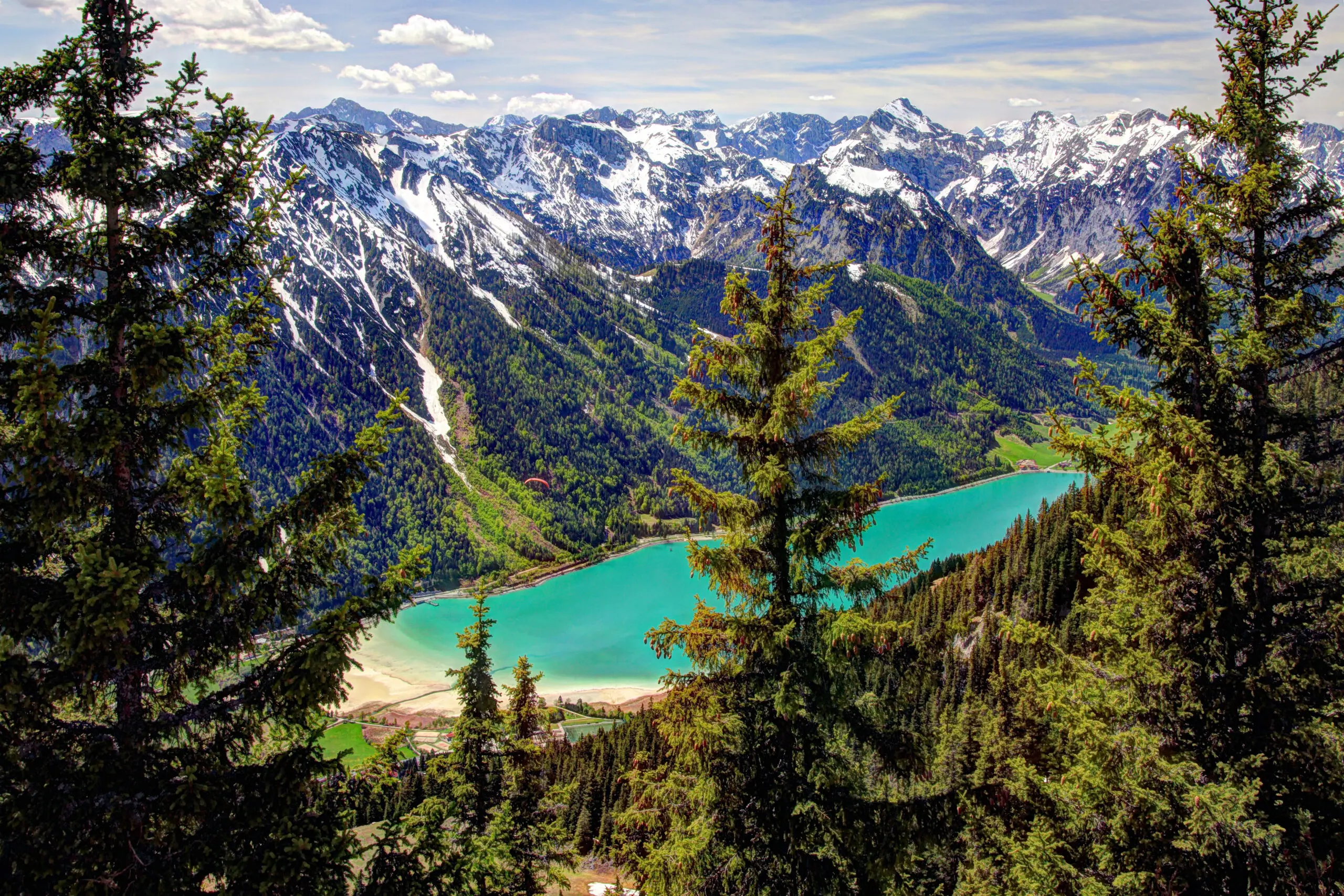 Wandbild (30315) Achensee by Günter Gräfenhain/HUBER IMAGES präsentiert: Wasser,Natur,Landschaften,Schnee und Eis,Sommer,W&auml;lder,Berge,Gew&auml;sser,Seen